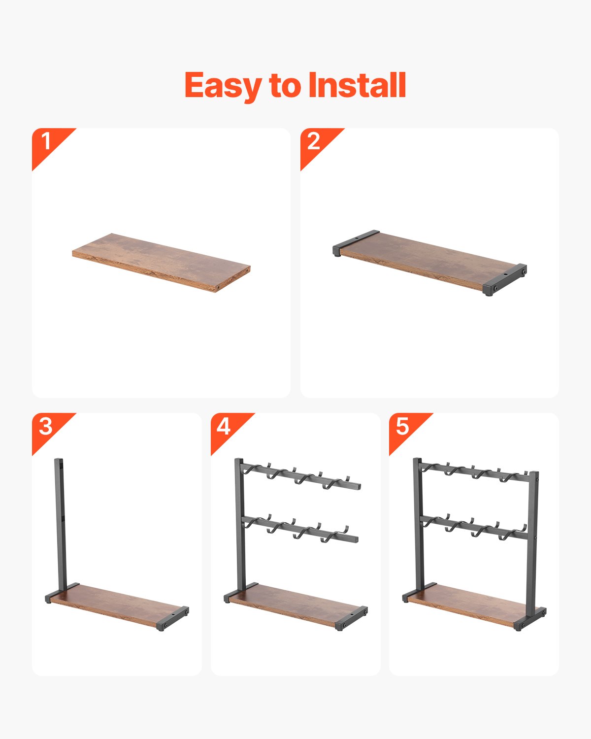 VEVOR Coffee Mug Holder for Countertop, 16 Hooks Coffee Cup Holder with Storage Base, 2 Tier Mugs Tree Rack Carbon Steel & Wood Mug Display Stand, for Coffee Bar Home Storage and Display (Matte Black)