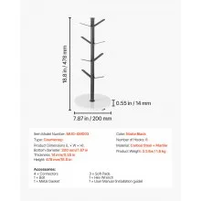 Mug Holder Tree with Marble Base 8 Hooks Cup Rack Stand for Counter Kitchen Home