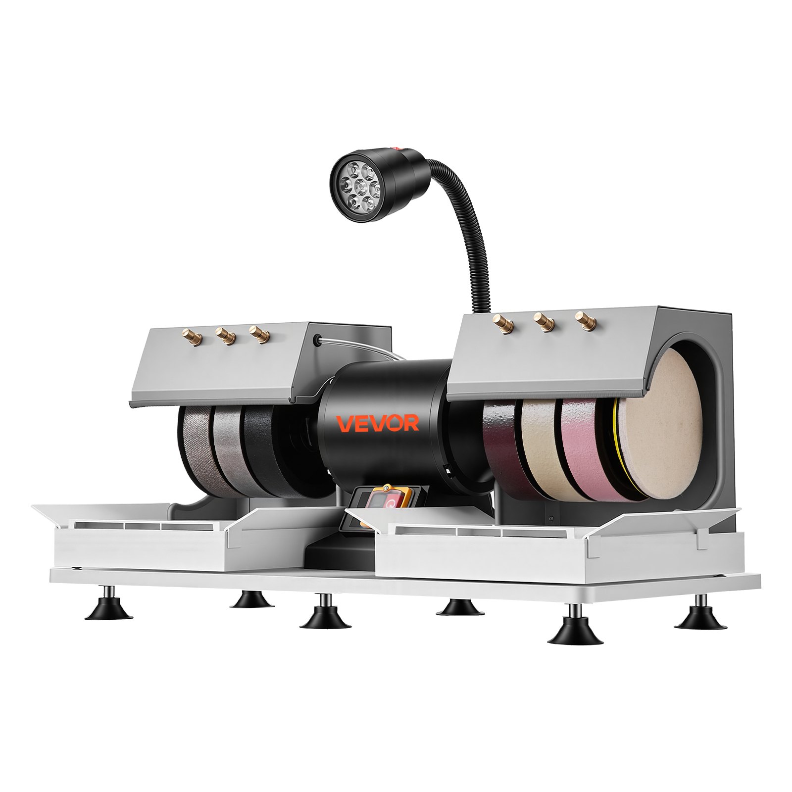 VEVOR Cabbing Machine, 6" 2/5 HP 1800 RPM Efficient, Lapidary Rock Grinder Polisher With Diamond and Resin Wheels, LED Lamp, Water System, Lapidary Equipment for Gemstone Grinding, Stone Polishing