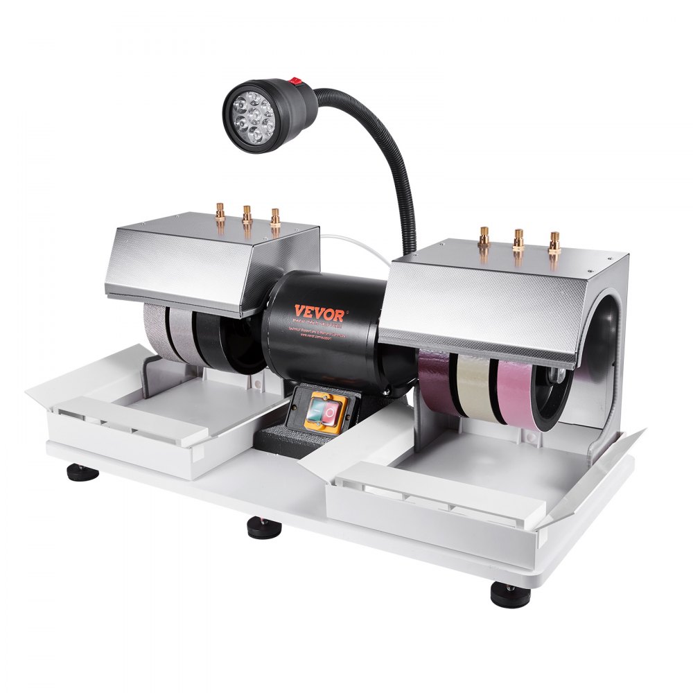 VEVOR Cabbing Machine, 6" 1/4HP 1800rpm Efficient, Lapidary Rock Grinder Polisher With Lamp & Water Pump, Gem Faceting Machine, Rock Grinding Machine for Gem Jade Stone, Create Cabochons for Necklaces