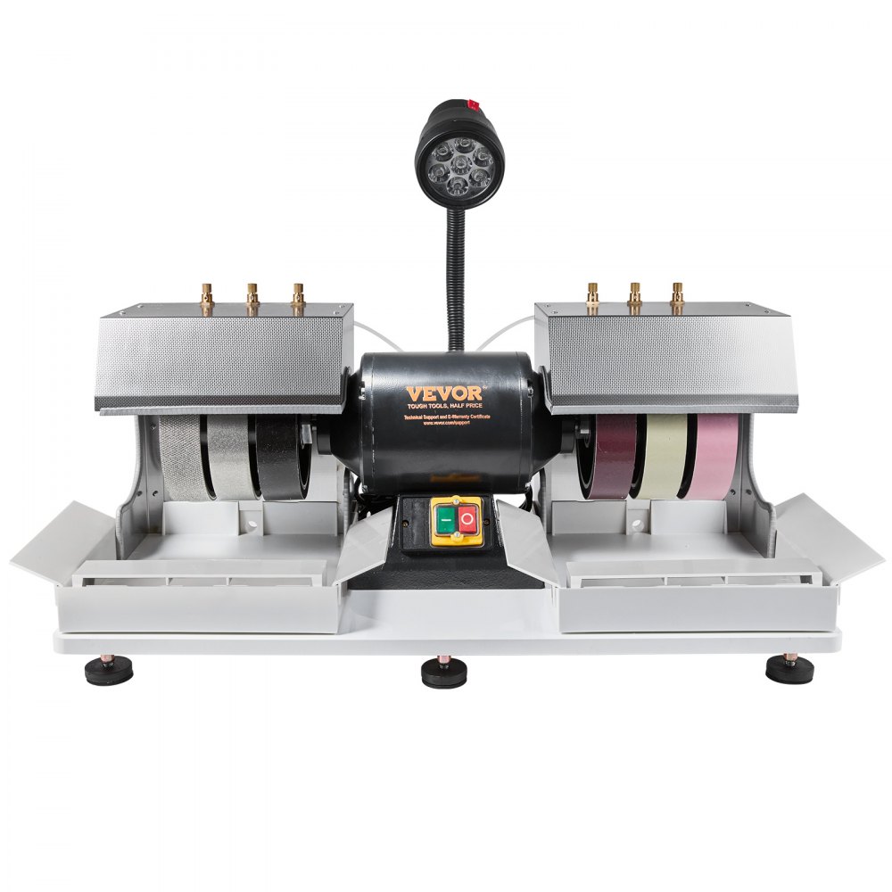 VEVOR Cabbing Machine, 6" 1/4HP 1800rpm Efficient, Lapidary Rock Grinder Polisher With Lamp & Water Pump, Gem Faceting Machine, Rock Grinding Machine for Gem Jade Stone, Create Cabochons for Necklaces