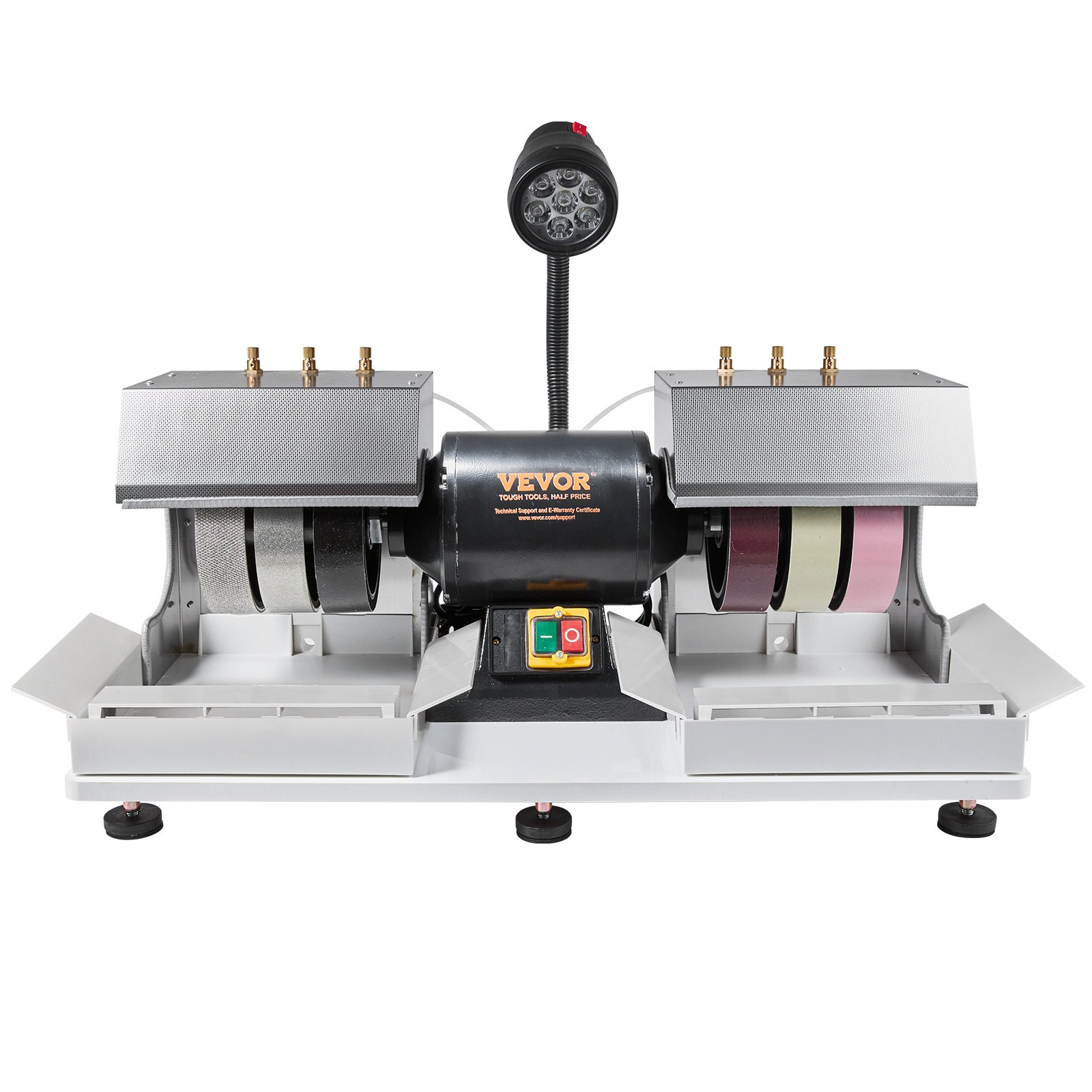 VEVOR Cabbing Machine, 6" 1/4HP 1800rpm Efficient, Lapidary Rock Grinder Polisher With Lamp & Water Pump, Gem Faceting Machine, Rock Grinding Machine for Gem Jade Stone, Create Cabochons for Necklaces
