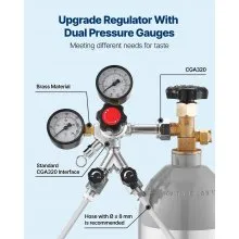 VEVOR Dual Gauge Gas Tank CO2 Regulator for Draft Beer Homebrew Kegerator CGA320