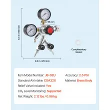 VEVOR Dual Gauge Gas Tank CO2 Regulator for Draft Beer Homebrew Kegerator CGA320
