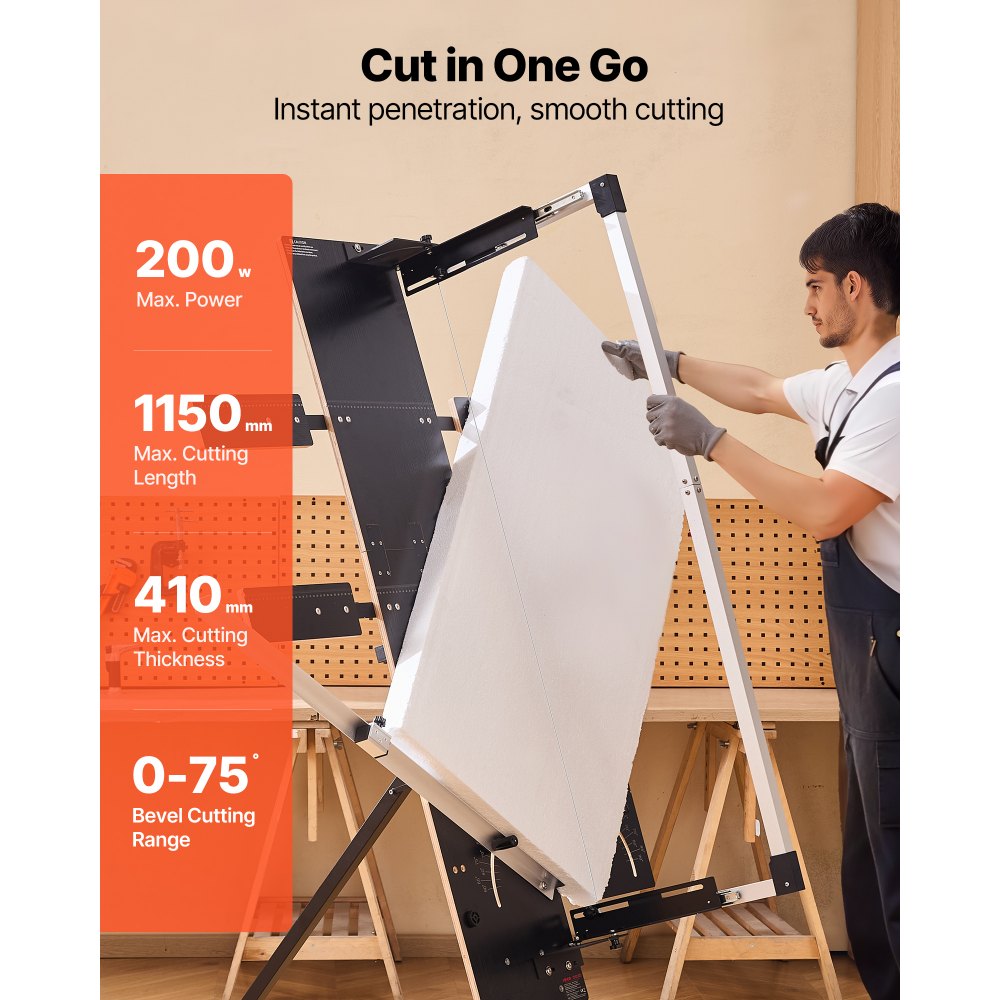 VEVOR Hot Wire Foam Cutter, 200W Freestanding Styrofoam Cutter with 6PCS Nickel-Chromium Heating Wires, Professional Electric Cutting Tool with 1150mm Max. Cutting Length for Foam, Sponge, KT Board