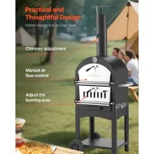 12" Outdoor Pizza Oven Portable Wood Pellet Pizza Oven Baked Paint Camping