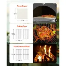 VEVOR Outdoor Pizza Oven, 12" Pellet Fire Ovens, 2-Layer Pizza Oven Wood Fired, Wood Burning Outdoor Pizza-Oven with 2 Removable Wheels, 1000℉ Max Temperature Fired Pizza-Maker Ovens for Barbecue