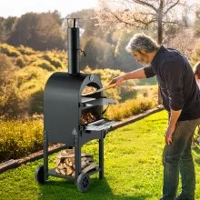 12" Outdoor Pizza Oven Portable Wood Pellet Pizza Oven Baked Paint Camping
