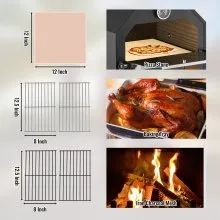 VEVOR Outdoor Pizza Oven, 12" Wood Fire Oven, 2-Layer Pizza Oven Wood Fired, Wood Burning Outdoor Pizza Oven with 2 Removable Wheels, 700℉ Max Temperature Wood Fired Pizza Maker Ovens for Barbecue