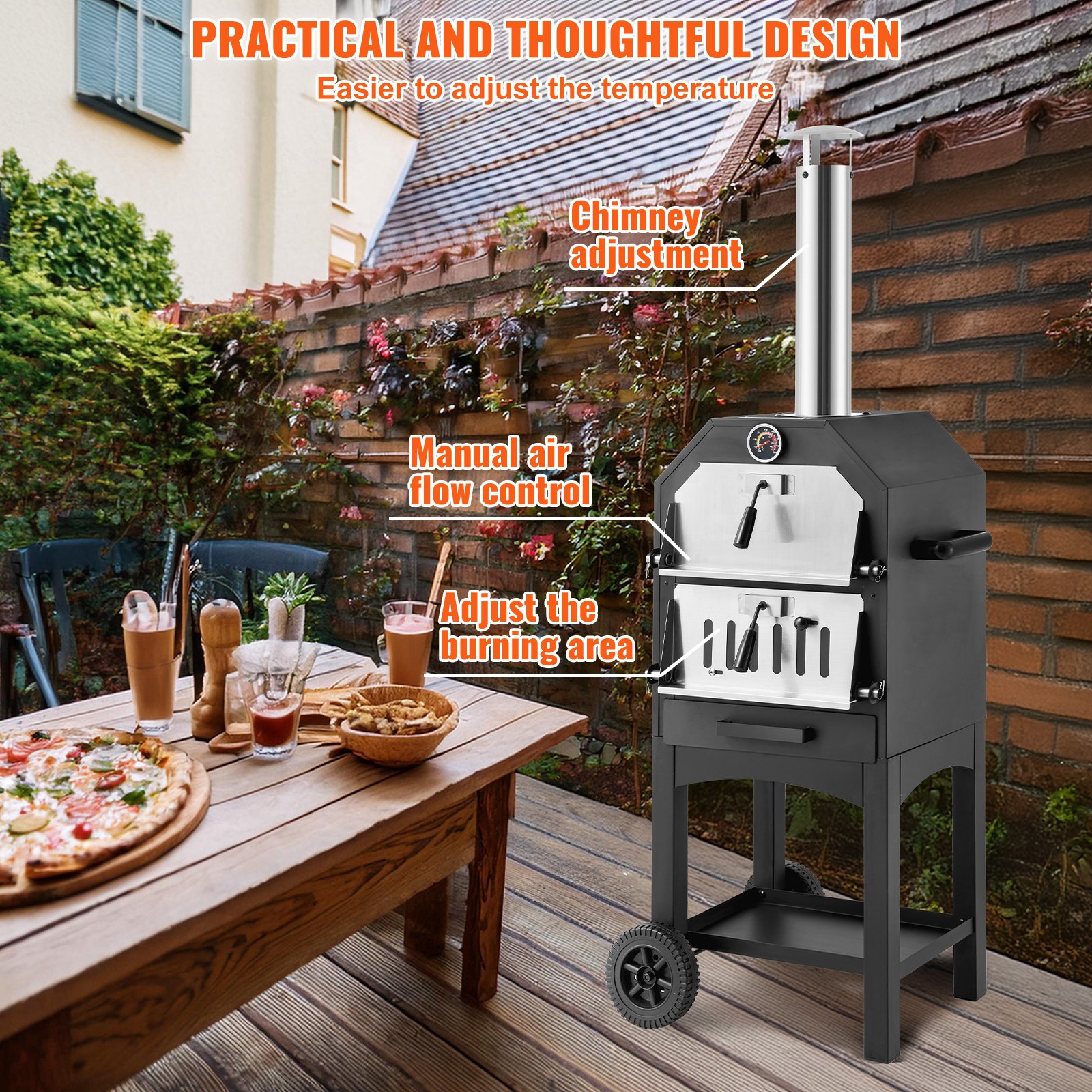 12" Outdoor Pizza Oven Portable Wood Pellet Pizza Oven Baked Paint Camping 12" Outdoor Pizza Oven Portable Wood Pellet Pizza Oven Baked Paint Camping