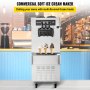 VEVOR Máquina para hacer helados comercial, rendimiento de 20-28 l/h, máquina de servicio suave de 2+1 sabores con dos tolvas de 7 l, cilindros de 1,8 l, alarma de escasez de preenfriamiento, máquina para hacer yogur congelado de 2450 W para snack bar cafetería