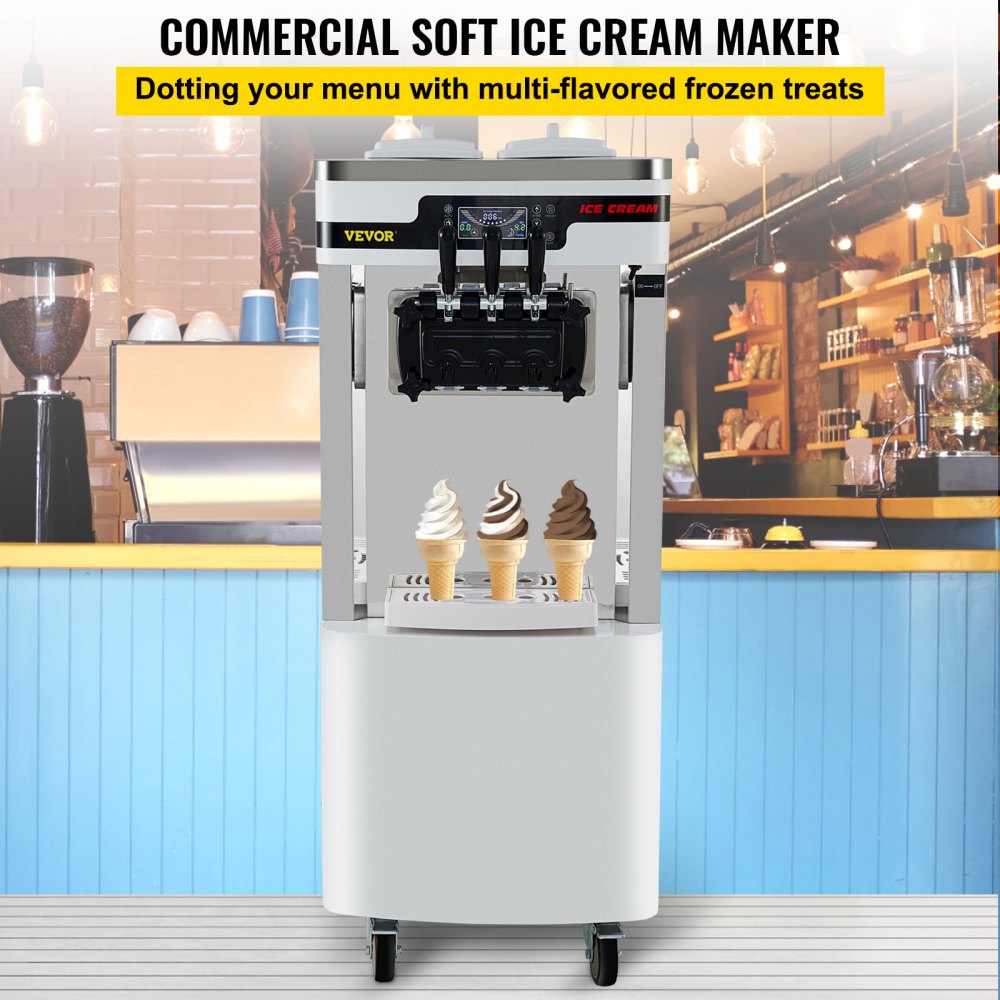 VEVOR Máquina para hacer helados comerciales VEVOR Máquina para hacer  helados comerciales de un solo sabor 4.7-5.3 Gal/H Máquina para hacer  helados de servicio suave, 1800W Máquina para hacer helados de servicio