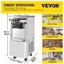 VEVOR Commercial Ice Cream Maker, 20-28L/H Yield, 2+1 Flavors Soft Serve Machine w/ Two 7L Hoppers 1.8L Cylinders Puffing Pre-Cooling Shortage Alarm, 2450W Frozen Yogurt Maker for Restaurant Snack Bar