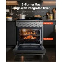 VEVOR 30 in Gas Range Oven 5 Sealed Burners Storage Drawer in Stainless Steel