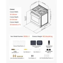 VEVOR 30 in Gas Range Oven 5 Sealed Burners Storage Drawer in Stainless Steel