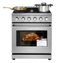 VEVOR 30 in Gas Range Oven 5 Sealed Burners Storage Drawer in Stainless Steel
