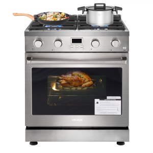 VEVOR Gas Range Oven, 29.9 Inches Width, Freestanding Stainless Steel Stove and Oven with 4 Sealed Cooktop Burners, Easy Reach Racks, Halogen Light, 4.8 Cu. Ft. Capacity, for Apartment, Home, Kitchen | VEVOR US