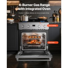 VEVOR 30 in Gas Range Oven 4 Sealed Burners Convection Oven in Stainless Steel