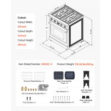 VEVOR 30 in Gas Range Oven 4 Sealed Burners Convection Oven in Stainless Steel