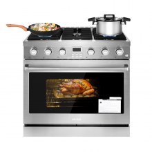 VEVOR 36 in Gas Range Oven 6 Sealed Burners Convection Oven in Stainless Steel