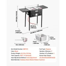 8QTx2 Outdoor Propane Deep Fryer Commercial Free Standing Cooker Two Tank