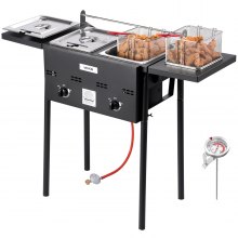8QTx2 Outdoor Propane Deep Fryer Commercial Free Standing Cooker Two Tank