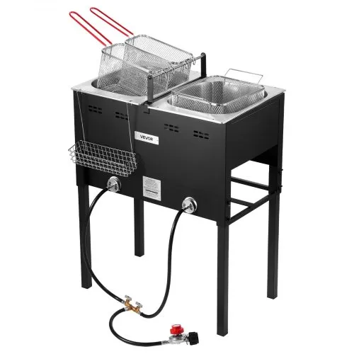 VEVOR Outdoor Propane Deep Fryer, Dual-Tank 16QTx2 Large Capacity