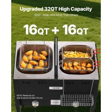 16QTx2 Outdoor Propane Deep Fryer Commercial Free Standing Cooker Two Tank