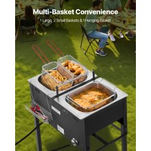16QTx2 Outdoor Propane Deep Fryer Commercial Free Standing Cooker Two Tank
