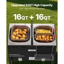 16QTx2 Outdoor Propane Deep Fryer Commercial Free Standing Cooker Two Tank