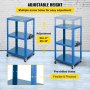 VEVOR Steel AV Cart, 26-41" Height Adjustable Media Cart with Electric Power Cord, 25" x 18" Presentation Cart with 3 Shelves, 150 LBS Rolling Cart with 2 Brakes Suitable for Load-Bearing, Blue