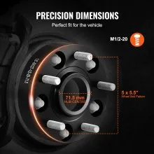 VEVOR 1.5" 5"x5.5" Wheel Spacers Wheel Adapters 5 Lug Forged Spacer 4 PCS Black