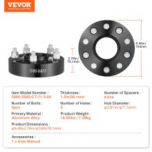 VEVOR 1.5" 5"x5.5" Wheel Spacers Wheel Adapters 5 Lug Forged Spacer 4 PCS Black