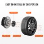 VEVOR wheel spacers installation diagram with wheel hub, spacer lug nuts, and tire components.