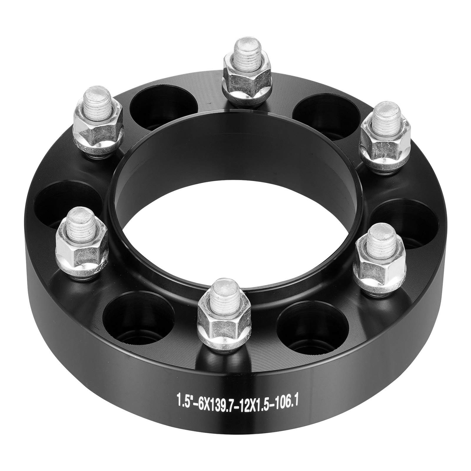 VEVOR Wheel Spacers, 1.5" 6"x5.5" Wheel Adapters, 6 Lug Forged Spacer, 106.1 mm Bore Hubcentric M12 x1.5 Studs Spacers, Fit for 1996-2022 Toyota and Lexus, 4 PCS Black