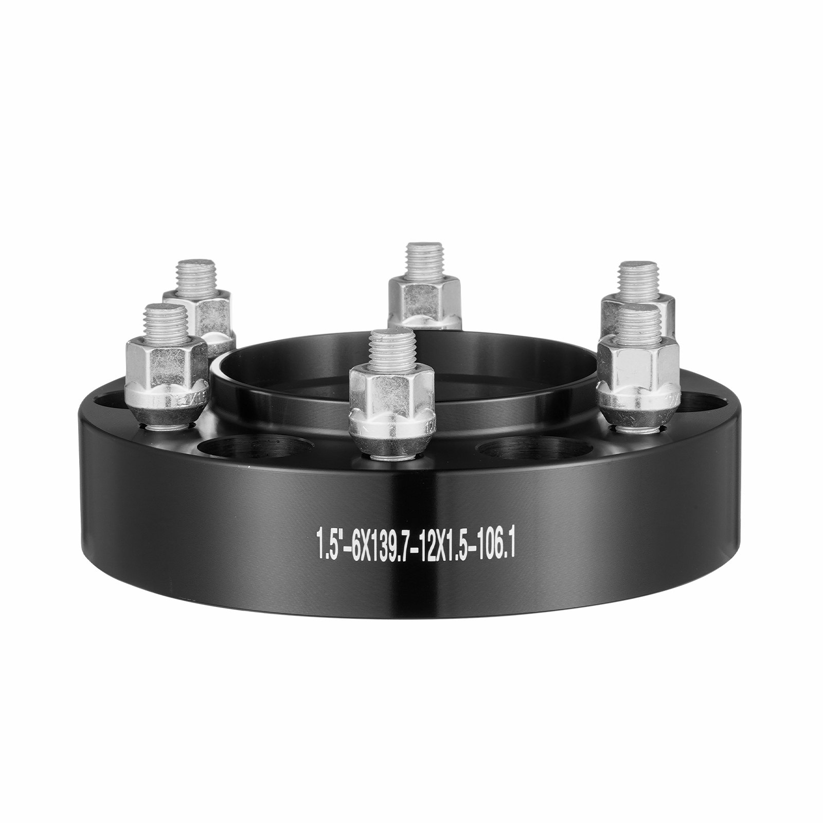 VEVOR Wheel Spacers, 1.5" 6"x5.5" Wheel Adapters, 6 Lug Forged Spacer, 106.1 mm Bore Hubcentric M12 x1.5 Studs Spacers, Fit for 1996-2022 Toyota and Lexus, 4 PCS Black