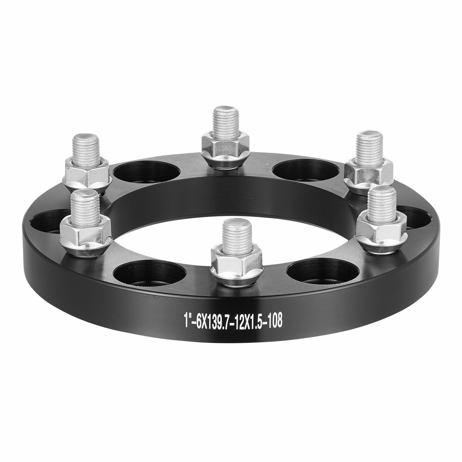 VEVOR Wheel Spacers, 1" 6"x5.5" Wheel Adapters, 6 Lug Forged Spacer, 108 mm Bore Hubcentric M12 x1.5 Studs Spacers, Fit for 1979-2022 Toyota, Hummer, Lexus, Chevrolet, Honda, 4 PCS Black