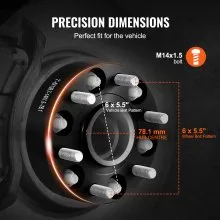 VEVOR 2" 6"x5.5" Wheel Spacers Wheel Adapters 6 Lug Forged Spacer 4 PCS Black