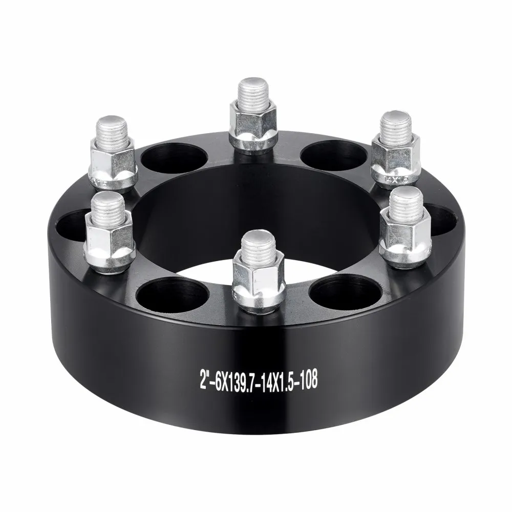 VEVOR Wheel Spacers, 2" 6"x5.5" Wheel Adapters, 6 Lug Forged Spacer, 108 mm Bore Hubcentric M14 x1.5 Studs Spacers, Fit for 1988-2023 Chevrolet, GMC, and Cadillac, 4 PCS Black