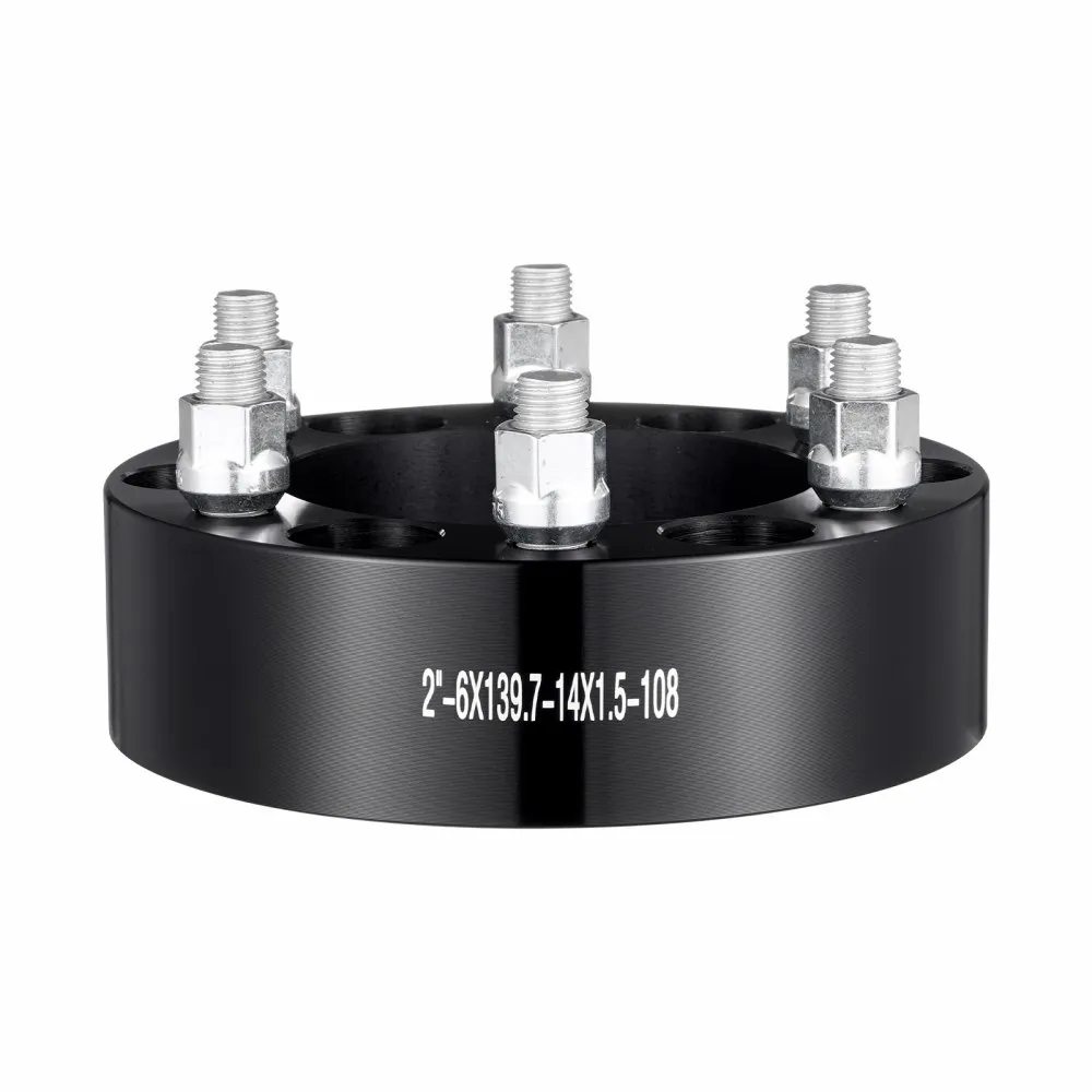 VEVOR Wheel Spacers, 2" 6"x5.5" Wheel Adapters, 6 Lug Forged Spacer, 108 mm Bore Hubcentric M14 x1.5 Studs Spacers, Fit for 1988-2023 Chevrolet, GMC, and Cadillac, 4 PCS Black