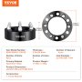 Entretoises de roue VEVOR, alliage d'aluminium, 6 boulons, 4 pièces, épaisseur 2,0 pouces, avec détails de dimensions et de poids.