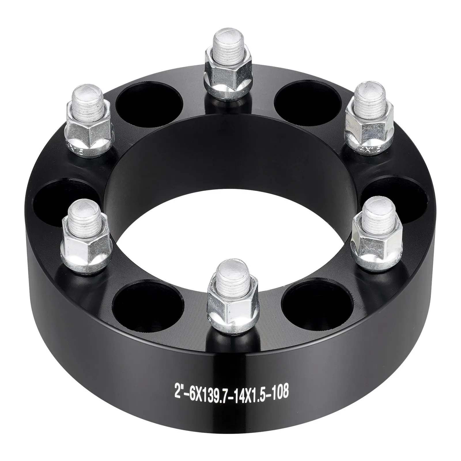 VEVOR Wheel Spacers, 2" 6"x5.5" Wheel Adapters, 6 Lug Forged Spacer, 108 mm Bore Hubcentric M14 x1.5 Studs Spacers, Fit for 1988-2023 Chevrolet, GMC, and Cadillac, 4 PCS Black