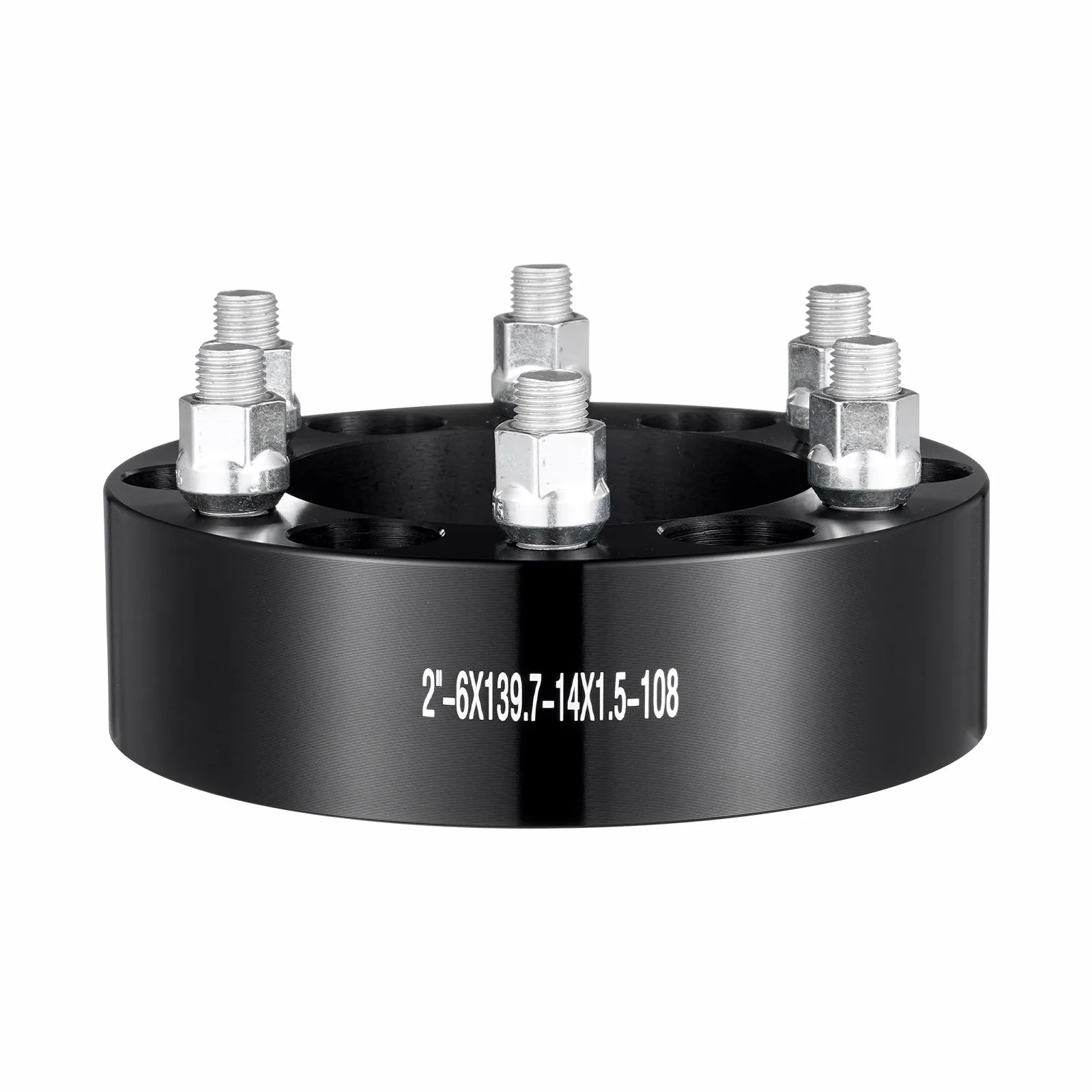VEVOR Wheel Spacers, 2" 6"x5.5" Wheel Adapters, 6 Lug Forged Spacer, 108 mm Bore Hubcentric M14 x1.5 Studs Spacers, Fit for 1988-2023 Chevrolet, GMC, and Cadillac, 4 PCS Black