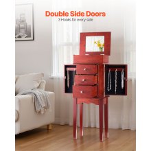 Jewelry Cabinet Armoire Standing Jewelry Storage Chest with 3 Drawers & Mirror