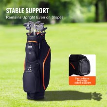 VEVOR Golf Cart Bag with 14 Way Organizer Divider Top, 36” 13 Pockets Premium Cart Bag, Durable Golf Bags with Handles & Dust Cover & Detachable Straps for Men & Women, Black & Orange