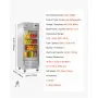 VEVOR Commercial Refrigerator, 29.02 in Width Reach In Upright Refrigeration Single Glass Door, 21.5 Cu.ft Auto-Defrost Stainless Steel Refrigerator with 4 Adjustable Shelves, 32 to 50℉ Temp Range
