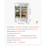 VEVOR Commercial Refrigerator, 32.2 in Width Reach In Upright Refrigeration Double Glass Door, 43.2 Cu.ft Auto-Defrost Stainless Steel Refrigerator with 8 Adjustable Shelves, 32 to 50℉ Temp Range