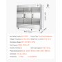 VEVOR Commercial Reach-In Refrigerator 85" W, 69 Cu.Ft Stainless Steel Upright Refrigerator with Three Doors, Auto-Defrost, 12 Adjustable Shelves, 32 to 50℉ Temp Control, ETL Certified
