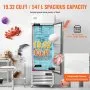 VEVOR Commercial Freezer 19.32 Cu.ft, Reach In 27" W Upright Freezer Single Door, Auto-Defrost Stainless Steel Reach-in Freezer with 4 Adjustable Shelves, -13 to 5℉ Temp Control, LED Light, 4 Wheels