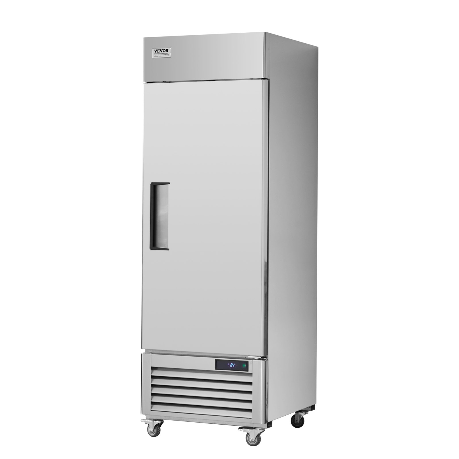 VEVOR Commercial Freezer 20.12 Cu.ft, Reach In Upright Freezer Single Door, Auto-Defrost Stainless Steel Reach-in Freezer with 3 Adjustable Shelves, -13 to 5℉ Temp Control and 4 Wheels